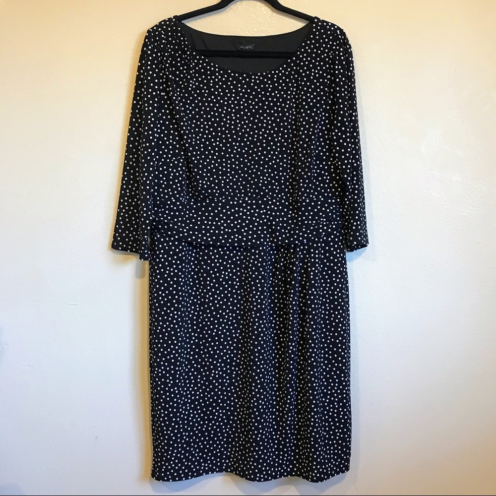 Ann Taylor Black & White Polka Dot Sheath Dress 18